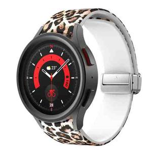 For Samsung Galaxy Watch5 Magnetic Printed Silicone Watch Band(Brown Leopard)