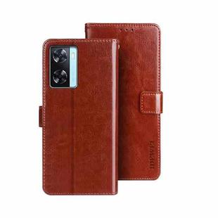 For OPPO A77s idewei Crazy Horse Texture Leather Phone Case(Brown)