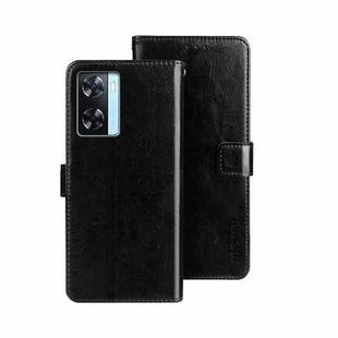 For OPPO A77s idewei Crazy Horse Texture Leather Phone Case(Black)