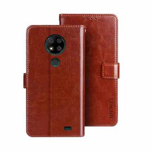 For Oukitel C19 Pro idewei Crazy Horse Texture Leather Phone Case(Brown)