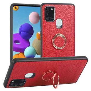 For Samsung Galaxy A21S Litchi Texture Magnetic Shockproof Protective Phone Case(Red)