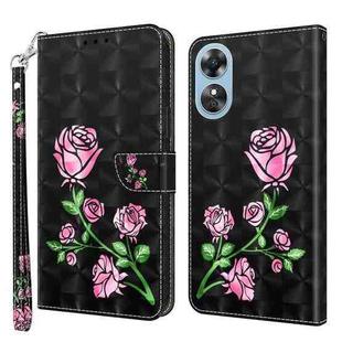 For OPPO A17 3D Painted Leather Phone Case(Rose)