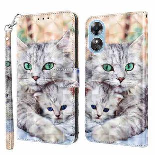 For OPPO A17 3D Painted Leather Phone Case(Two Loving Cats)