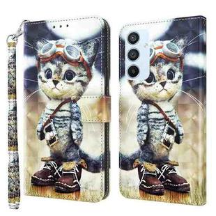 For Samsung Galaxy A54 5G 3D Painted Leather Phone Case(Naughty Cat)