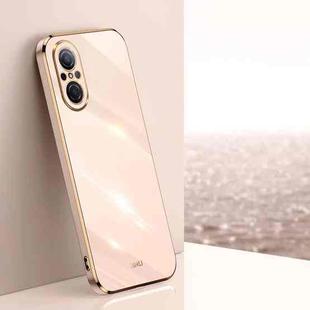 For Huawei nova 9 SE XINLI Straight 6D Plating Gold Edge TPU Shockproof Case(Pink)