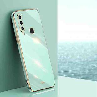 For Huawei Y6p XINLI Straight 6D Plating Gold Edge TPU Shockproof Case(Mint Green)