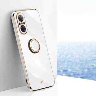 For Huawei nova 9 SE XINLI Straight Edge 6D Electroplate TPU Phone Case with Ring Holder(White)