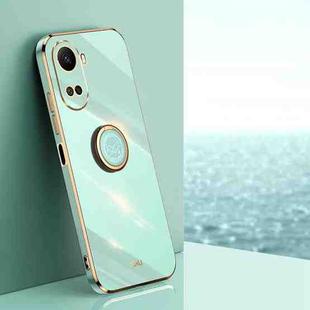 For Huawei nova 10 SE XINLI Straight Edge 6D Electroplate TPU Phone Case with Ring Holder(Mint Green)