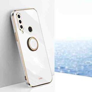 For Huawei Y6p XINLI Straight Edge 6D Electroplate TPU Phone Case with Ring Holder(White)