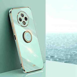 For Huawei Enjoy 50 Plus XINLI Straight Edge 6D Electroplate TPU Phone Case with Ring Holder(Mint Green)