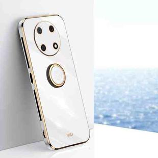 For Huawei Enjoy 50 Pro XINLI Straight Edge 6D Electroplate TPU Phone Case with Ring Holder(White)