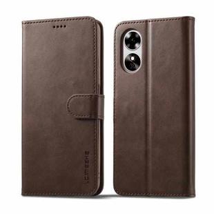 For OPPO A17 LC.IMEEKE Calf Texture Leather Phone Case(Coffee)