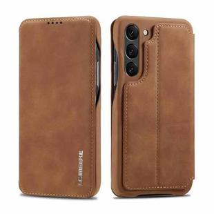 For Samsung Galaxy S23+ 5G LC.IMEEKE Hon Ancient Series Flip Leather Phone Case(Brown)