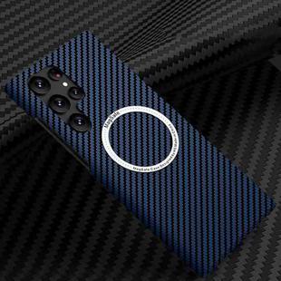 For Samsung Galaxy S23 Ultra 5G Carbon Fiber Texture MagSafe Magnetic Phone Case(Blue)