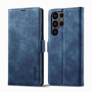 For Samsung Galaxy S23 Ultra 5G LC.IMEEKE Strong Magnetism Microfiber Leather Phone Case(Blue)