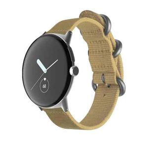 For Google Pixel Watch Woven Nylon Steel Buckle Watch Band(Khaki+Silver)