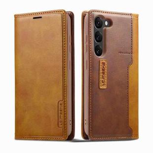 For Samsung Galaxy S23+ 5G LC.IMEEKE LC-001 Color Matching Frosted Leather Phone Case(Brown)