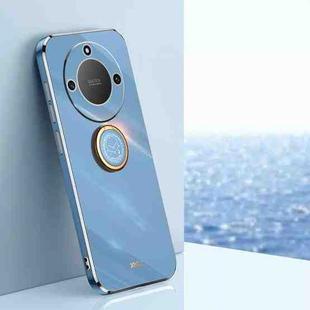 For Honor X40 XINLI Straight Edge 6D Electroplate TPU Phone Case with Ring Holder(Celestial Blue)