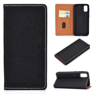 For Galaxy S20 Solid Color Frosted Magnetic Horizontal Flip Leather Case with Card Slots & Holder(Black)