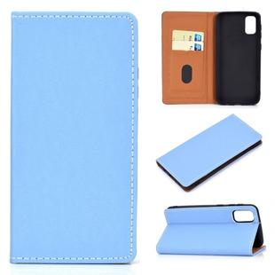 For Galaxy S20 Solid Color Frosted Magnetic Horizontal Flip Leather Case with Card Slots & Holder(Blue)