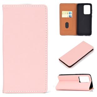 For Galaxy S20 Ultra Solid Color Frosted Magnetic Horizontal Flip Leather Case with Card Slots & Holder(Pink)