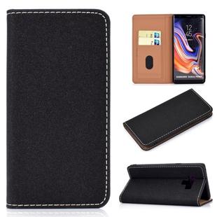 For Galaxy Note9 Solid Color Frosted Magnetic Horizontal Flip Leather Case with Card Slots & Holder(Black)