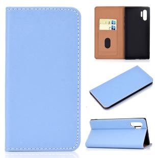 For Galaxy Note 10 Pro Solid Color Frosted Magnetic Horizontal Flip Leather Case with Card Slots & Holder(Blue)