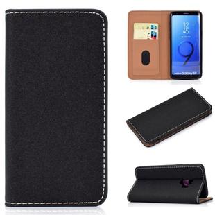 For Galaxy S9 Solid Color Frosted Magnetic Horizontal Flip Leather Case with Card Slots & Holder(Black)
