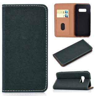 For Galaxy S10 Lite Solid Color Frosted Magnetic Horizontal Flip Leather Case with Card Slots & Holder(Green)