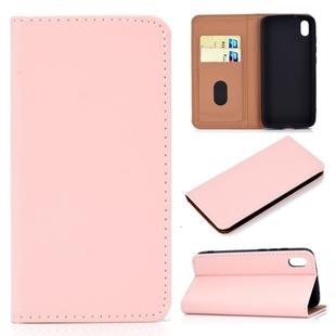 For Xiaomi Redmi 7A Solid Color Frosted Magnetic Horizontal Flip Leather Case with Card Slots & Holder(Pink)