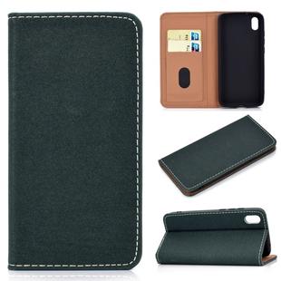 For Xiaomi Redmi 7A Solid Color Frosted Magnetic Horizontal Flip Leather Case with Card Slots & Holder(Green)