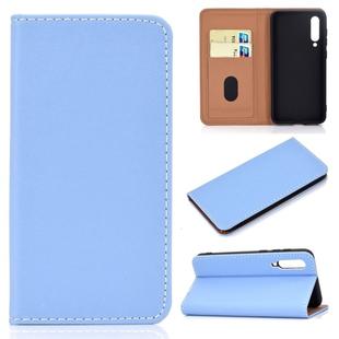For Xiaomi 9 SE Solid Color Frosted Magnetic Horizontal Flip Leather Case with Card Slots & Holder(Blue)