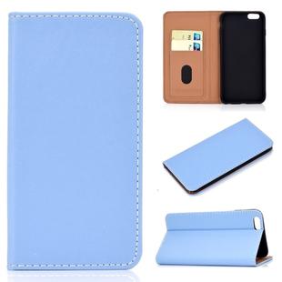 For iPhone 6 / 6s Solid Color Frosted Magnetic Horizontal Flip Leather Case with Card Slots & Holder(Blue)