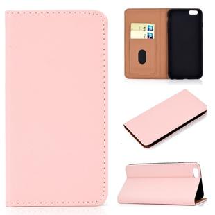 For iPhone 6 / 6s Solid Color Frosted Magnetic Horizontal Flip Leather Case with Card Slots & Holder(Pink)
