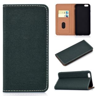 For iPhone 6 / 6s Solid Color Frosted Magnetic Horizontal Flip Leather Case with Card Slots & Holder(Green)