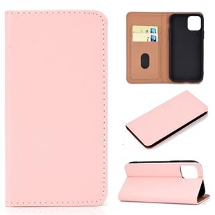 For iPhone 11 Pro Max Solid Color Frosted Magnetic Horizontal Flip Leather Case with Card Slots & Holder(Pink)
