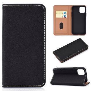 For iPhone 11 Solid Color Frosted Magnetic Horizontal Flip Leather Case with Card Slots & Holder(Black)