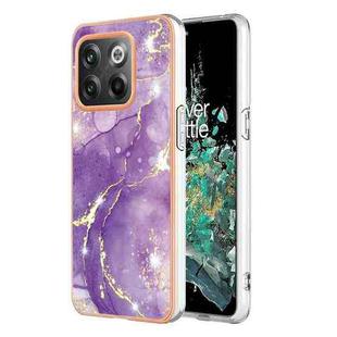 For OnePlus 10T 5G / Ace Pro Electroplating Marble Dual-side IMD Phone Case(Purple 002)
