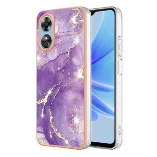 For OPPO A17 Electroplating Marble Dual-side IMD Phone Case(Purple 002)