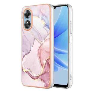 For OPPO A17 Electroplating Marble Dual-side IMD Phone Case(Rose Gold 005)