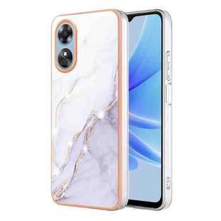 For OPPO A17 Electroplating Marble Dual-side IMD Phone Case(White 006)