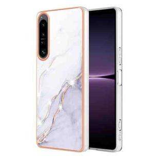 For Sony Xperia 1 IV Electroplating Marble Dual-side IMD Phone Case(White 006)