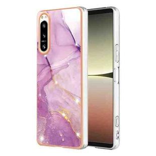 For Sony Xperia 5 IV Electroplating Marble Dual-side IMD Phone Case(Purple 001)