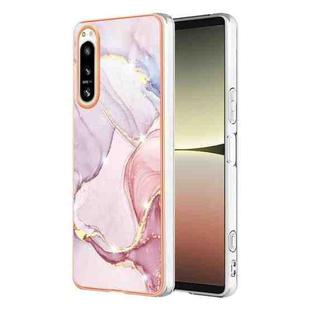 For Sony Xperia 5 IV Electroplating Marble Dual-side IMD Phone Case(Rose Gold 005)