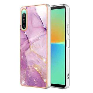 For Sony Xperia 10 IV Electroplating Marble Dual-side IMD Phone Case(Purple 001)
