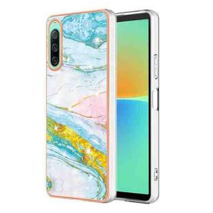 For Sony Xperia 10 IV Electroplating Marble Dual-side IMD Phone Case(Green 004)