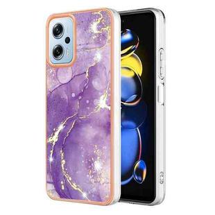 For Xiaomi Redmi Note 11T Pro / Note 11T Pro+ Electroplating Marble Dual-side IMD Phone Case(Purple 002)