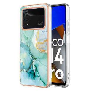 For Xiaomi Poco M4 Pro 4G Electroplating Marble Dual-side IMD Phone Case(Green 003)