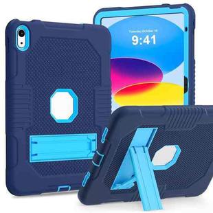 For iPad 10th Gen 10.9 2022 Contrast Color Robot Silicone + PC Tablet Cas(Navy Blue+Blue)