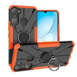 For Infinix Hot 12 Pro Armor Bear Shockproof PC + TPU Phone Case with Ring Holder(Orange)